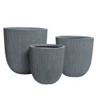 Kaemingk Lennox Grey Plastic Cylinder Planters - Set of 3 