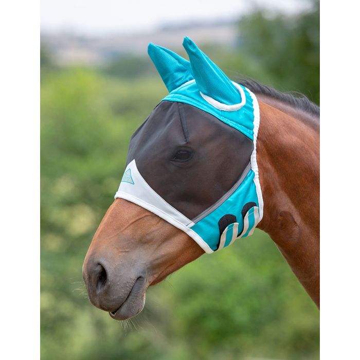 Teal X/Full Shires Fine Mesh Earless Fly Mask 