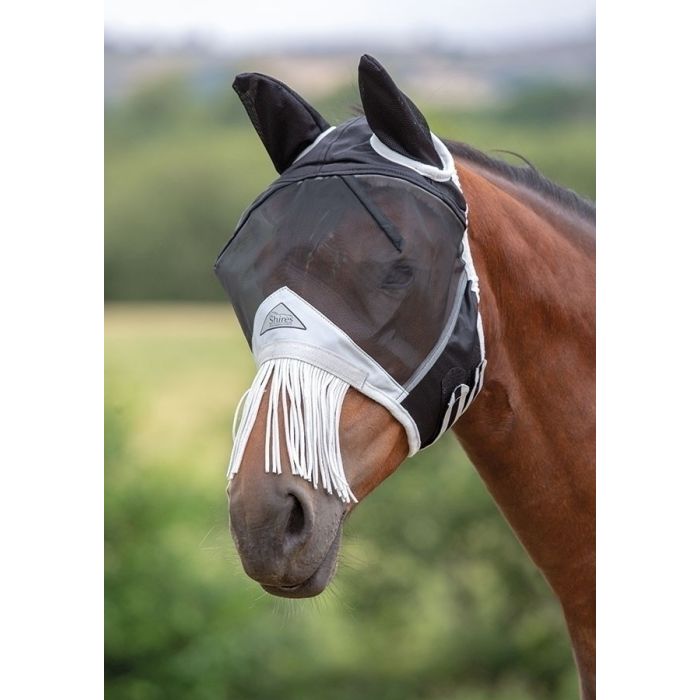 Blue Shires Air Motion Fly Mask with Ears and Fringe