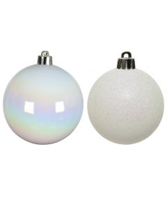 Kaemingk Christmas Baubles Shatterproof - Shiny/Glitter Mix - White/Iris - dia 6cm