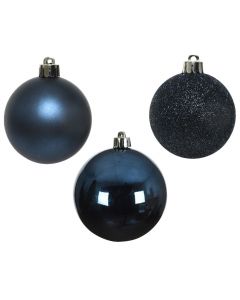 Kaemingk Christmas Baubles Shatterproof - Shiny/Matt/Glitter Mix - Pack of 10 - Night Blue - dia 6cm