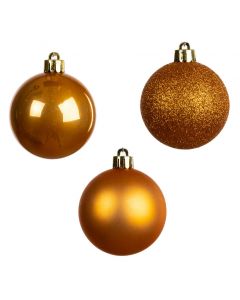 Kaemingk Christmas Bauble Shatterproof Shiny-Matt-Glitter Mix - Amber