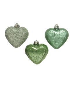 Kaemingk Heart Shatterproof Shiny-Matt-Glitter Mix - Sage Green