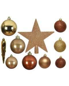 Kaemingk Christmas Bauble Shatterproof Shiny-Matt-Glitter Mix - Assorted