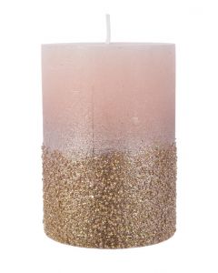 Kaemingk Candle Wax Pillar Metallic-Glitter - Blush Pink