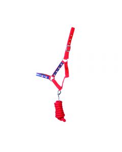 Christmas Head Collar & Lead Rope by Little Rider - Red - Full 