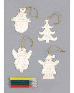 Premier Colour Your Own Characters Santa/Snowman/Angel/Tree - 4 Piece