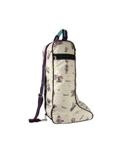 Hy Equestrian Thelwell Country Boot Bag - Beige/Aubergine/Aquatic