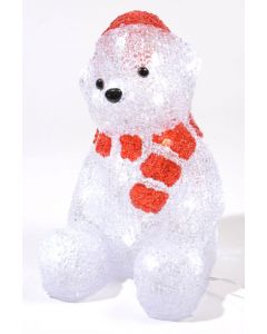 Kaemingk LED Outdoor Acrylic Bear With Scarf Christmas Decoration - 28cm Cool White