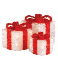 Kaemingk LED Christmas Gift Box - White/Red