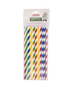 Castleview Multi Colour Striped Paper Straws - Pack of 25