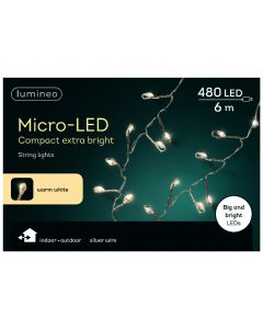 Kaemingk Micro Big LED Compact Lights - Warm White/Silver Cable