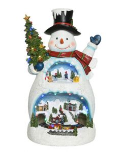 Kaemingk LED Snowman With Scenery - 32 Lights