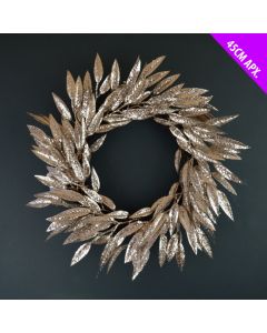 Davies Products Leaves Wreath - 45cm Champagne