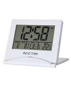 Acctim Mini Flip II Travel LCD Alarm Clock - White