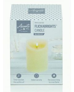 Premier Textured LED Candle With Timer - 13 x 9cm Cream