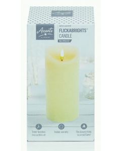 Premier Textured LED Candle With Timer - 18 x 9cm Cream