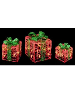 Premier Red Green Parcels With Warm White LEDs - Set 3