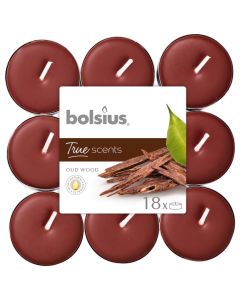 Bolsius 4 Hour Tealights - Oud Wood - Pack of 18