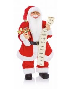 Standing Santa With List & Parcel Christmas Decoration - Red - 60cm