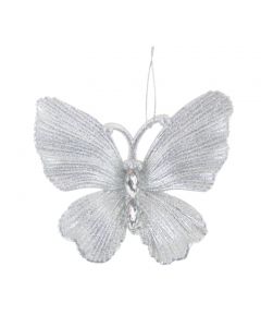 Davies Products Diamante Glitter Butterfly - 11cm Silver