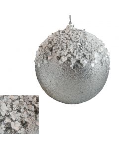 Davies Products 12cm Bead Frost Bauble - Silver