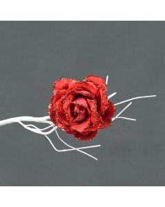 Davies Products Clip On Velvet Rose - 10cm Red