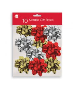 I G Design Large Gold, Silver, Red Christmas Decoration Bows - Pack 10