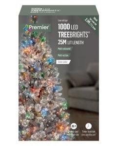 Premier 1000 Multi Action LED Treebrights With Timer - Multi Coloured - Clear Cable