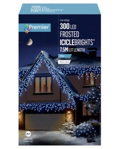 Premier 300 LED Multi Action Frosted Cap Icicles - White