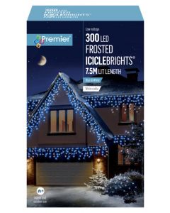 Premier 300 LED Multi Action Frosted Cap Icicles - Blue/White