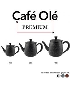 Café Ole Premium Teaware Tea Pot - 48oz - Black Granite