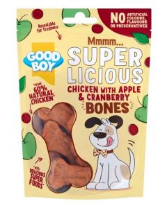Good Boy Superlicious Chicken Bones With Apple & Cranberry - 110g
