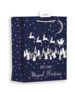 I G Design Midnight Christmas Santa Landscape Gift Bag Medium