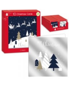 I G Design Square Midnight Blue Christmas Cards - Pack 10