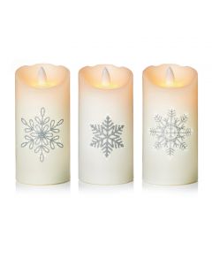 Premier Christmas Lit Snowflake Dancing Flame Single Candle - 15cm