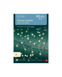 Kaemingk Micro LED Cluster Twinkle Christmas Lights - 480 Warm White - Silver Cable