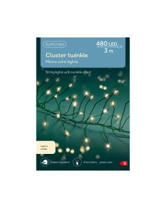 Kaemingk Micro LED Cluster Twinkle Christmas Lights - 480 Warm White - Green Cable