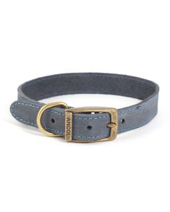 Ancol Timberwolf Leather Dog Collar Blue - Medium (36cm - 46cm) - Blue