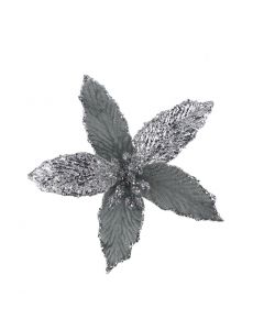 Davies Products Mini Poinsettia Pick Christmas Decoration - 13cm Silver