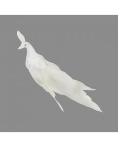 Davies Products Feather Peacock Christmas Tree Decoration - 19cm White