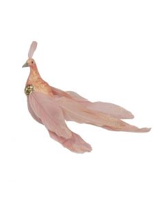 Davies Products Feather Peacock Christmas Tree Decoration - 19cm Blush
