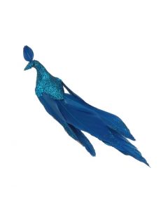 Davies Products Feather Peacock Christmas Tree Decoration - 19cm Kingfisher
