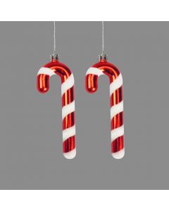 Davies Products Candy Cane Christmas Tree Baubles - Pack of 2 - 12cm