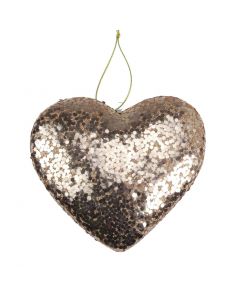 Davies Products Solid Glitter Heart Christmas Tree Bauble - 13.5cm Rose Gold