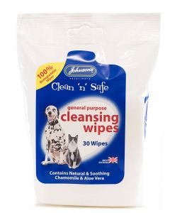 Johnson's Veterinary Clean 'n' Safe Cleansing Wipes - 30 Wipes