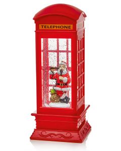Premier Santa in Red Telephone Water Box Spinner - 27cm