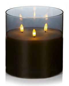Premier Battery Operated Candle - Triple Flame in Glass - 15cm x 15cm
