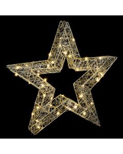Premier Lit Metal Wire Hollow Star Christmas Decoration - Warm White - 45cm