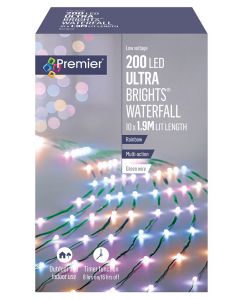 Premier UltraBrights Waterfall Christmas Lights - Rainbow - 200 LED